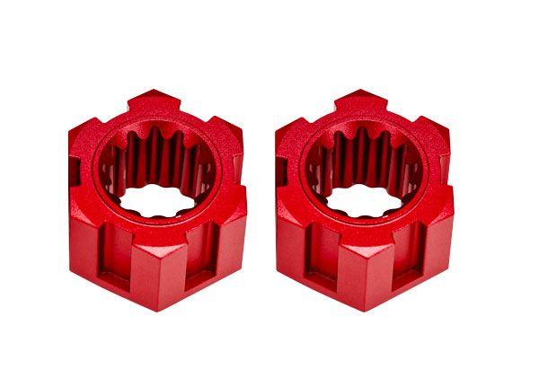 Moyeux de roue Traxxas 10954-RED, hexagonaux, avant (aluminium 6061-T6, rouge) 