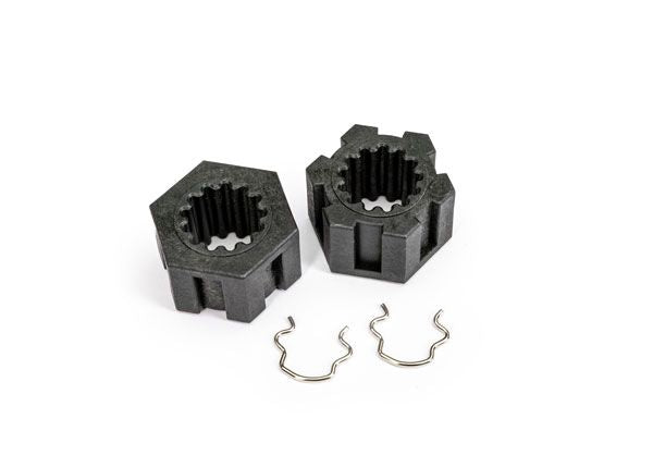 10954 Traxxas Wheel hubs, hex, front (2)/ hex clips (2)