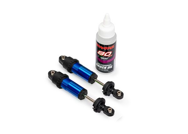 10961-BLUE Traxxas Shocks, GT-Maxx, front, aluminum, blue-anodized (2)