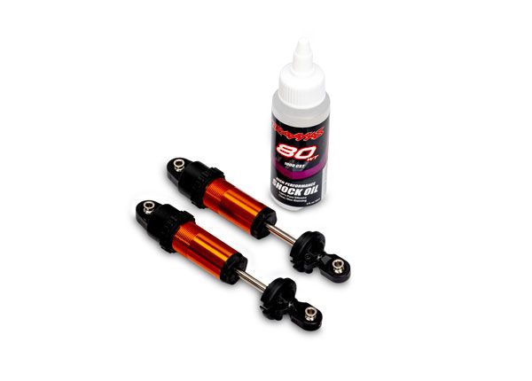 10961-ORNG Traxxas Shocks, GT-Maxx, front, aluminum, orange-anodized (2)