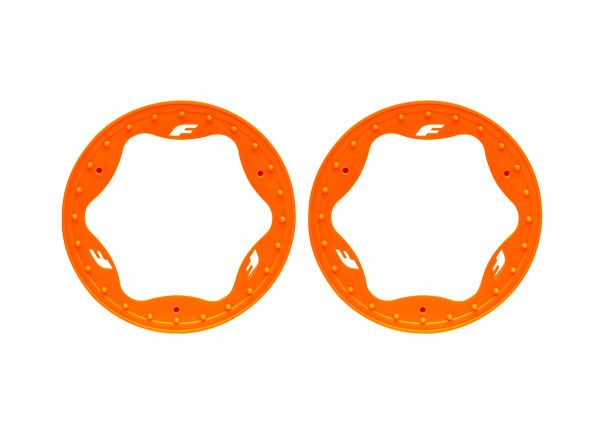 10976-ORNG Traxxas Beadlock rings, front, orange (3.5") (2)