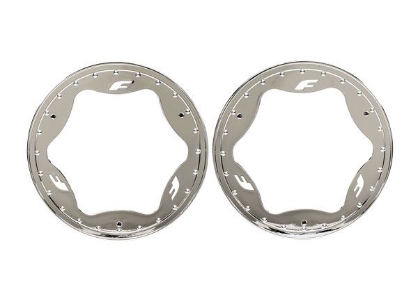 10977-CHRM Traxxas Beadlock rings, rear, chrome (3.9") (2)