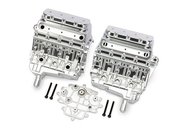 10981-SATIN Traxxas Engine block, satin chrome/ 3x25mm CS (4)