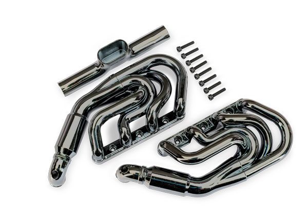 10982-BLKCR Traxxas Engine exhaust, black chrome/ 2.5x12mm CS (8)