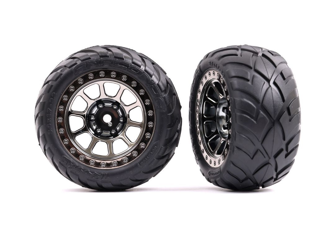 2478T Traxxas trasero cromado negro con neumáticos Anaconda