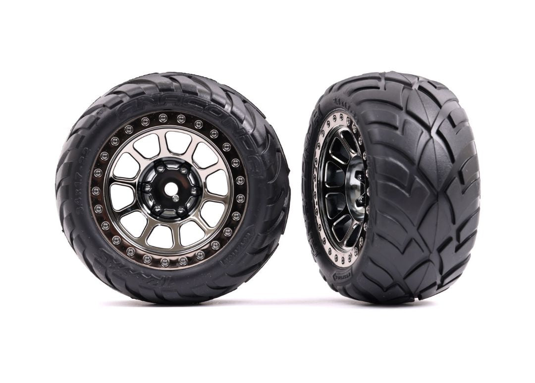 2478T Traxxas Rear Black Chrome w/ Anaconda Tires