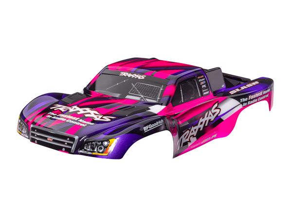 5851-Pink Traxxas Body, Slash 2WD, pink & purple, painted, clipless
