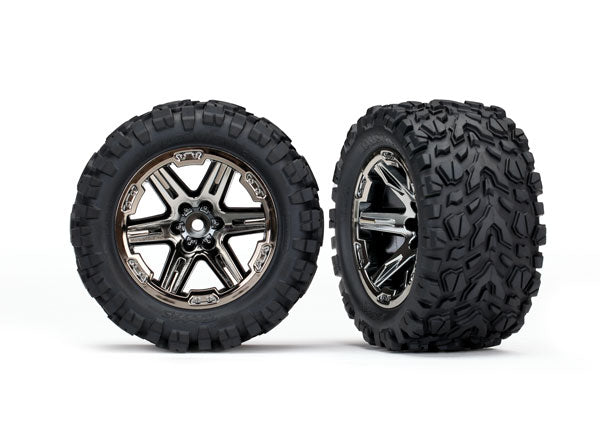 6774x Traxxas 2.8" 2wd Rear RXT Blk Chrome Whls / Talon Extreme Tires