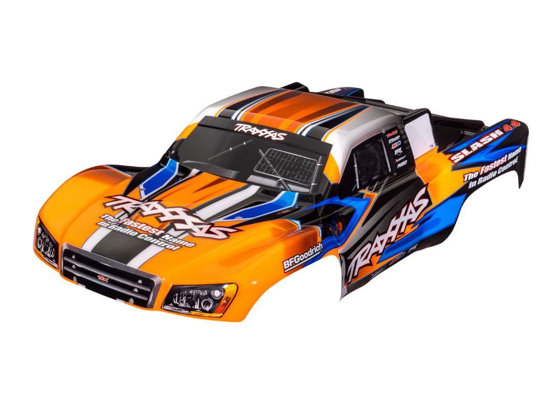 6928T Traxxas Body, Slash 4X4 Orange & Blue (Painted, Decals Applied)