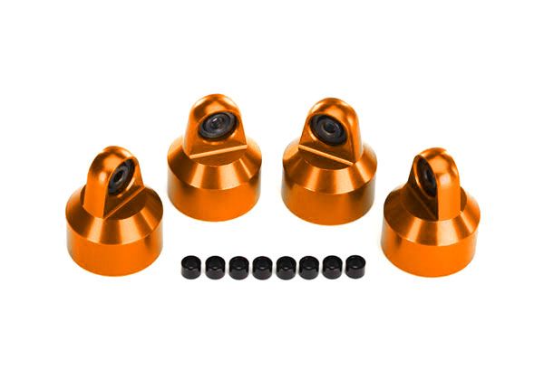 7764-ORNG Traxxas Shock Caps Aluminum (Orange) GTX Shocks (4)/ Spacers (8)