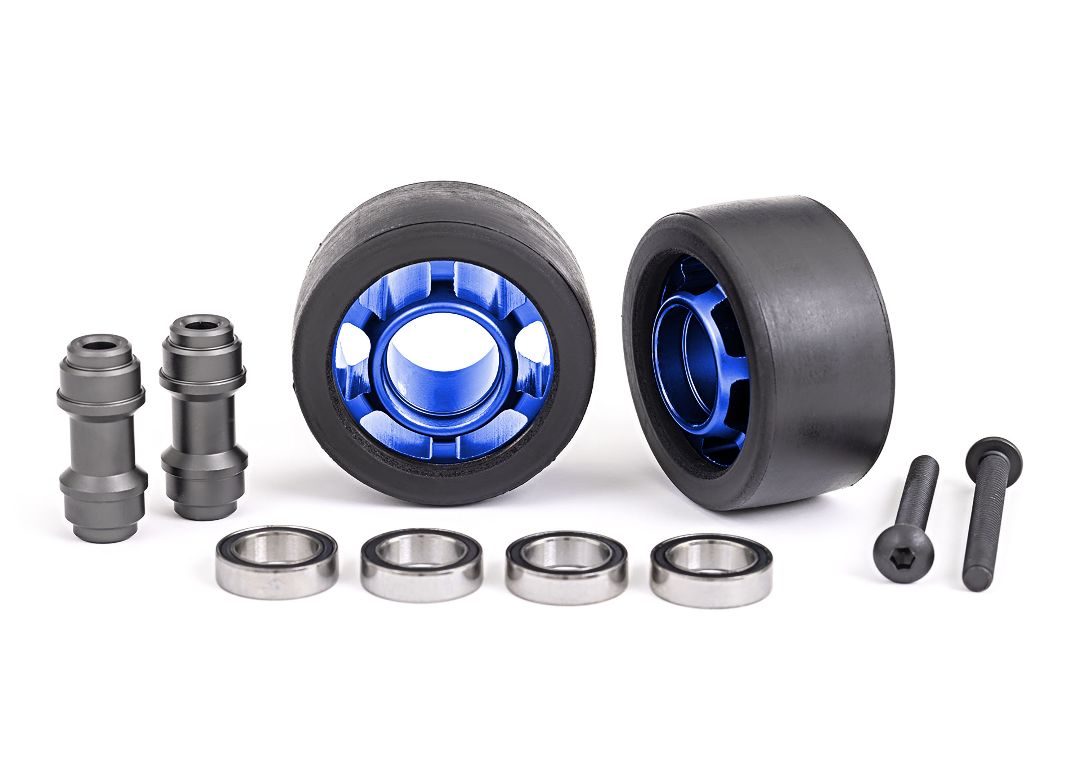 7775X Traxxas Wheels, Wheelie Bar, 6061-T6 Aluminum (Blue) (2)