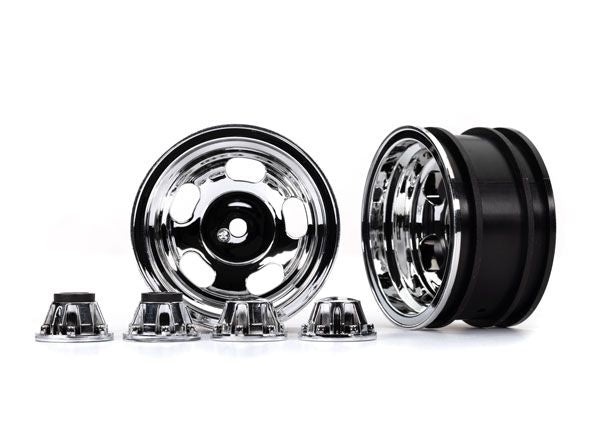 8158X Traxxas Wheels, 2.2", Chrome (2)/ Center Caps (2)