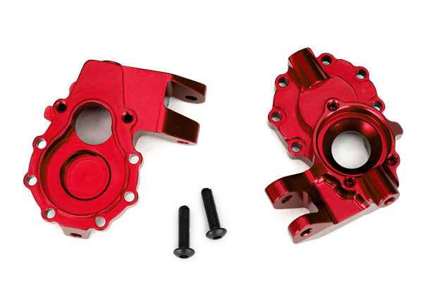 8252R  Portal housings, inner (front), 6061-T6 aluminum (red-anodized) (2)/ 3x12 BCS (2)