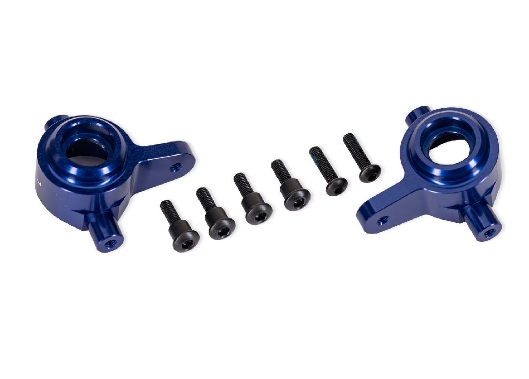 9064-BLUE Blocs de direction Traxxas, aluminium 6061-T6 (bleu), gauche et droite