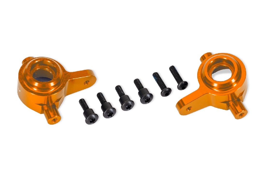 9064-ORNG Blocs de direction Traxxas, aluminium 6061-T6 (orange), gauche et droite