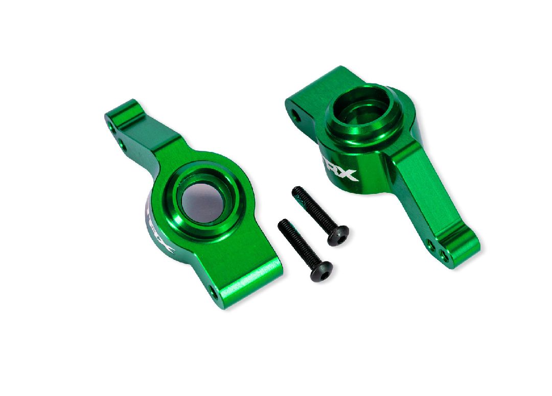 9065-GRN Traxxas Carriers, stub axle, rear, alum, left/right (green)