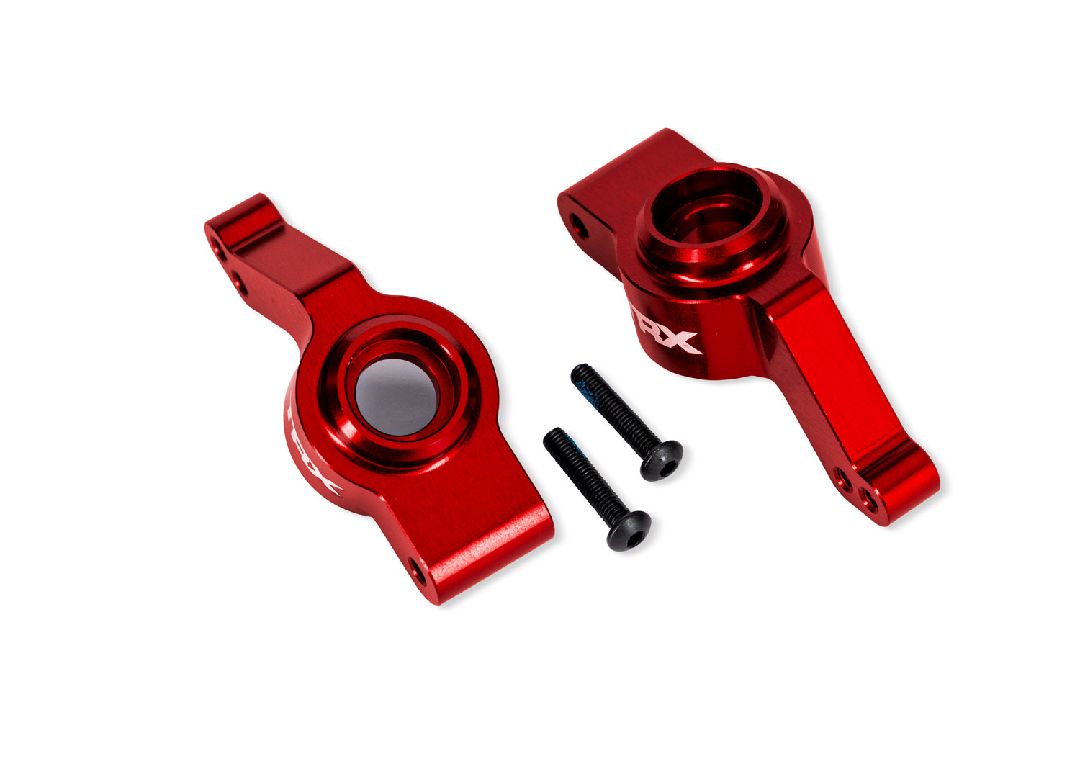 9065-RED Traxxas Carriers, stub axle, 6061-T6 alum, left & right (red)