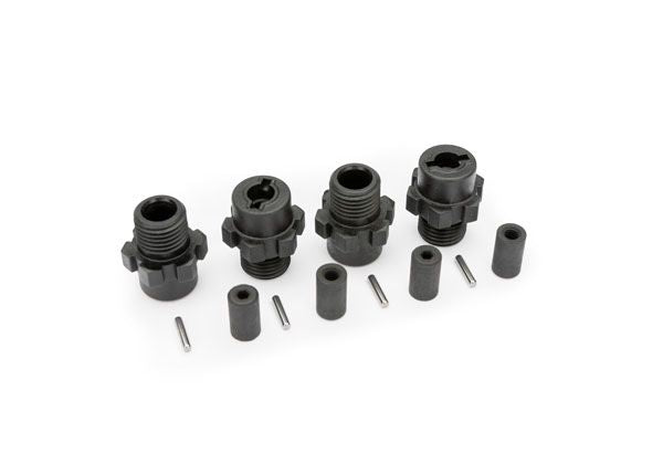 9085 Traxxas Wheel hubs, hex (4)/ axles (4)/ axle pins (4)
