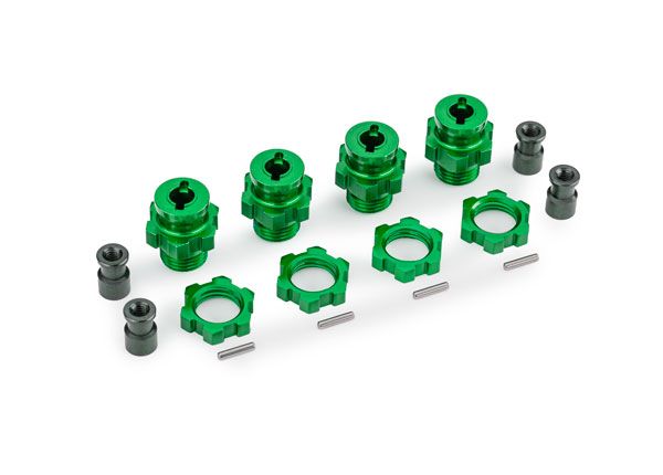 Moyeux de roue Traxxas 9086-GRN, cannelés, 17 mm, courts (verts) (pour #9080) 