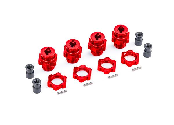 Moyeux de roue Traxxas 9086-RED, cannelés, 17 mm, courts (rouges) (pour #9080) 