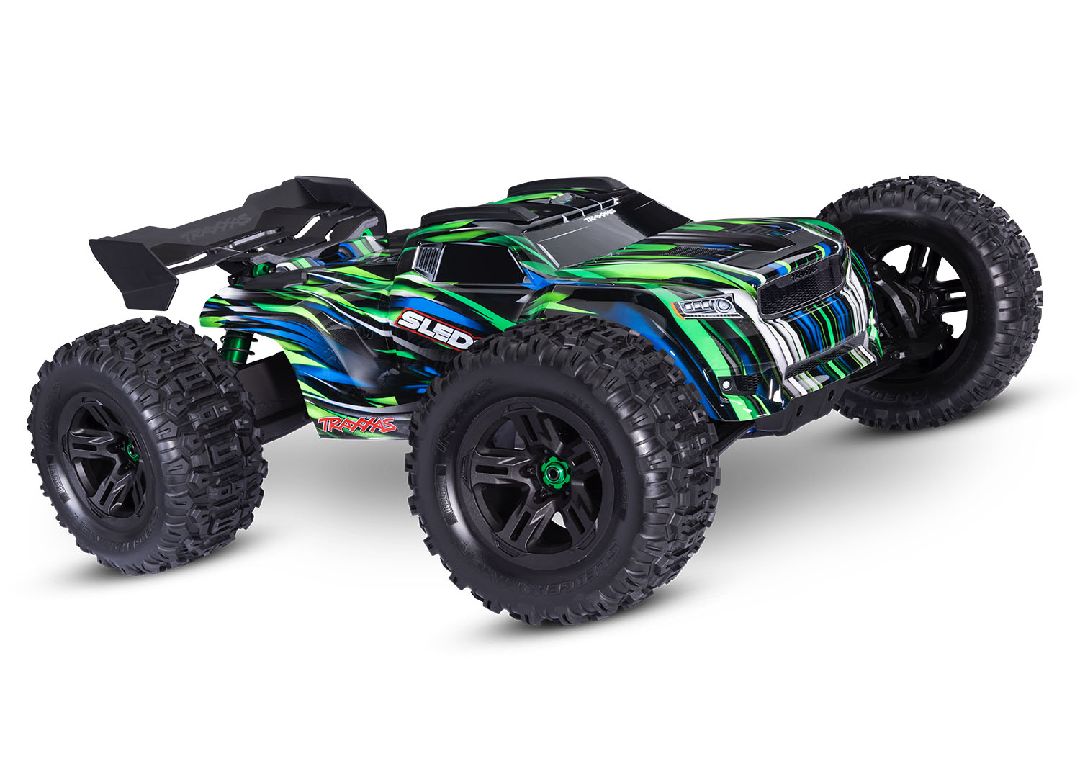 95096-4GREEN Traxxas Sledge 1/8 avec pneus Sledgehammer ceinturés - Vert