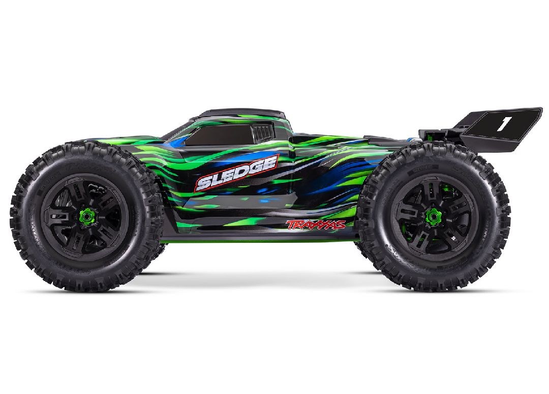 95096-4GREEN Traxxas Sledge 1/8 avec pneus Sledgehammer ceinturés - Vert