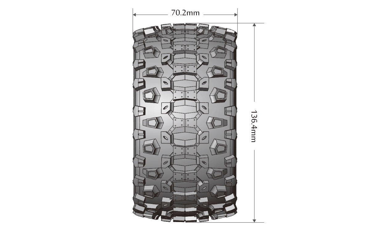 L-T3309SB Louise Neumáticos y ruedas Beadlock 2.8" 1/10 MT-UPHILL Soft Black 0 offset HEX 12 mm con cinturón (MFT) (2)