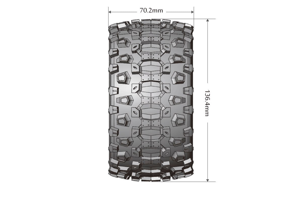 L-T3309SB Louise Tires &amp; Wheels Beadlock 2,8" 1/10 MT-UPHILL Soft Black 0 offset HEX 12mm Ceinturé (MFT) (2)