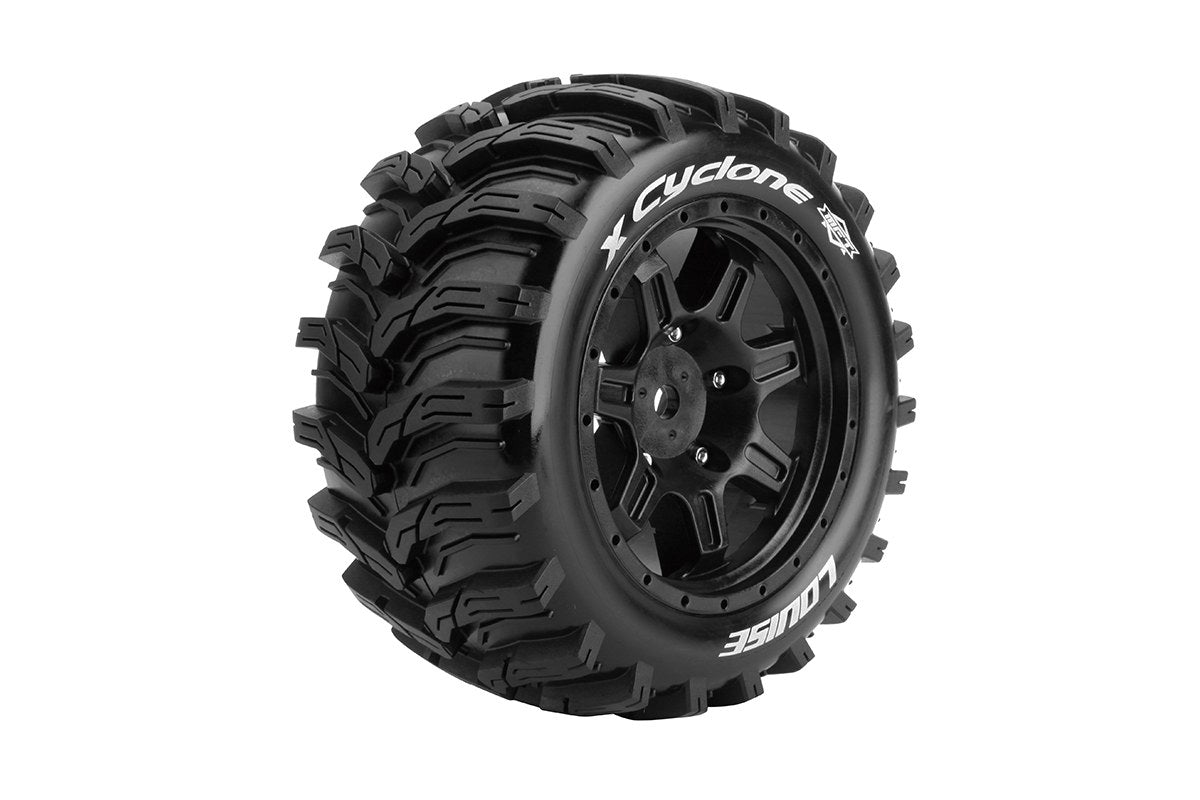 L-T3298BM Louise Tires & Wheels  X-CYCLONE on Black Wheels for ARRMA Kraton 8S Belted  (MFT) (2)