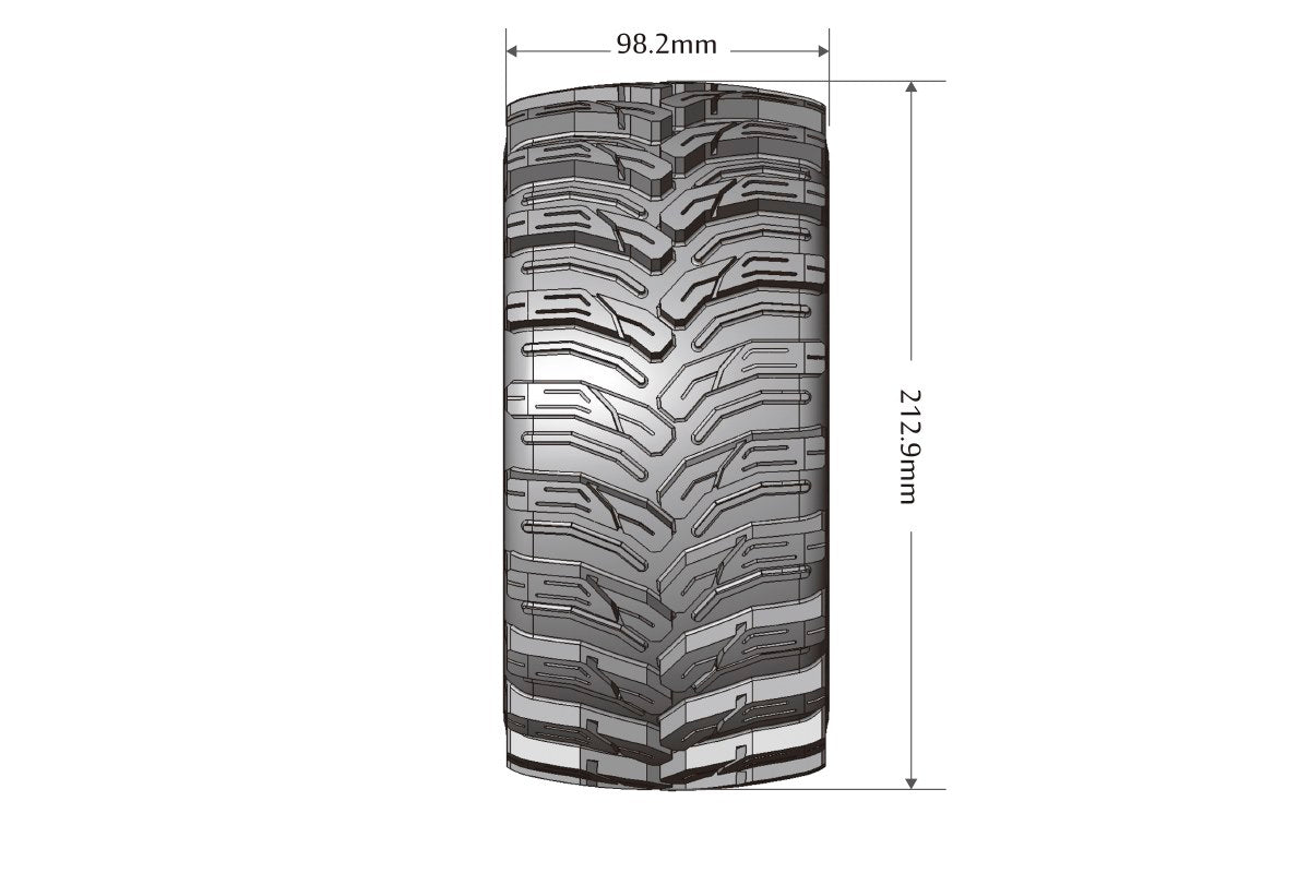 L-T3298BM Louise Tires &amp; Wheels X-CYCLONE sur roues noires pour ARRMA Kraton 8S Belted (MFT) (2)