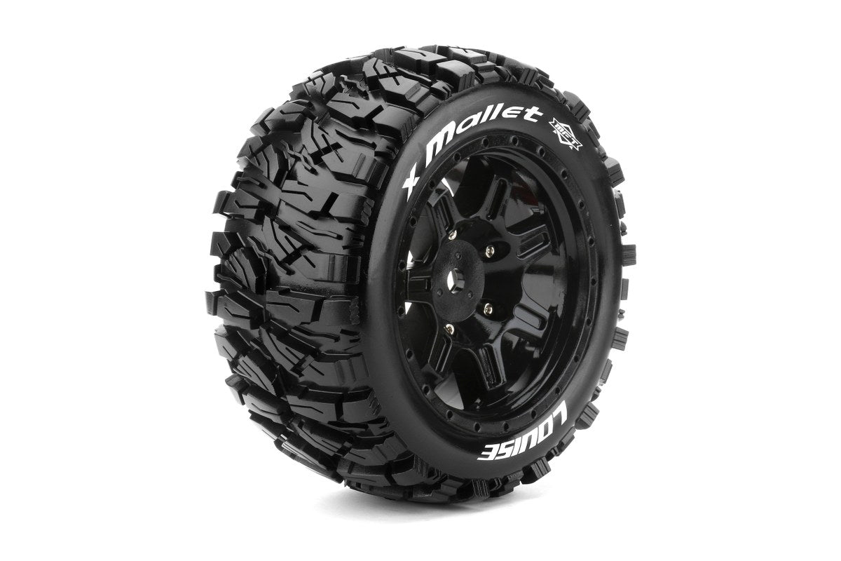 L-T3350BM Louise Tires &amp; Wheels X-MALLET sobre ruedas negras para ARRMA Kraton 8S con cinturón (MFT) (2)