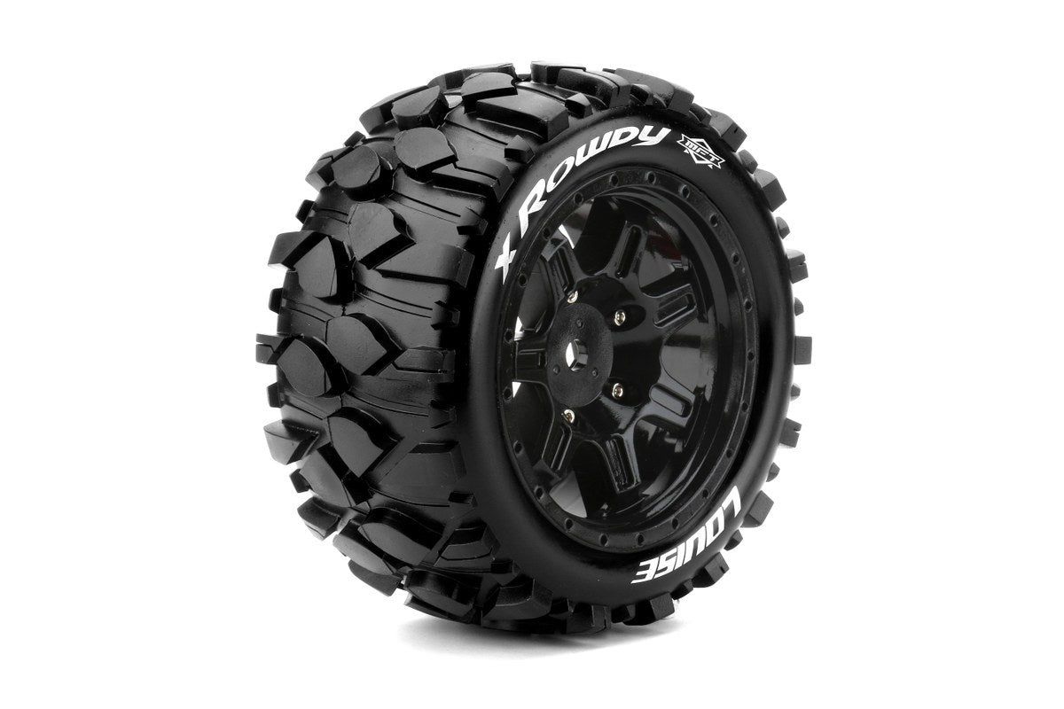 L-T3351B Louise Tires &amp; Wheels X-ROWDY con ruedas negras para X-MAXX con cinturón (MFT) (2)