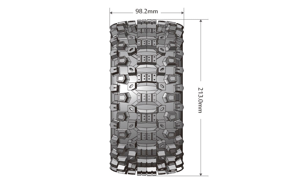L-T3297BM Louise Tires &amp; Wheels X-Uphill sur roues noires pour ARRMA Kraton 8S Belted (MFT) (2)
