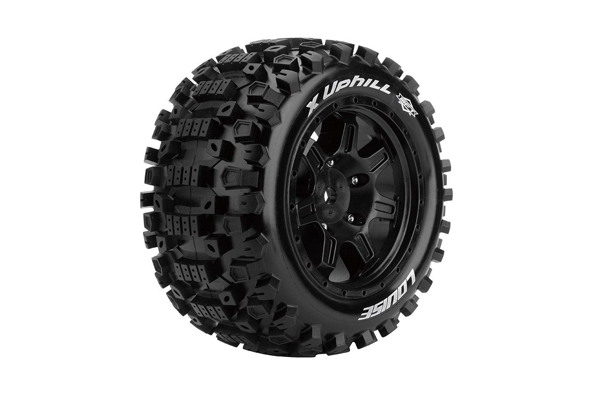 L-T3297B Louise Tires &amp; Wheels X-UPHILL sur roues noires pour X-MAXX ceinturé (MFT) (2)