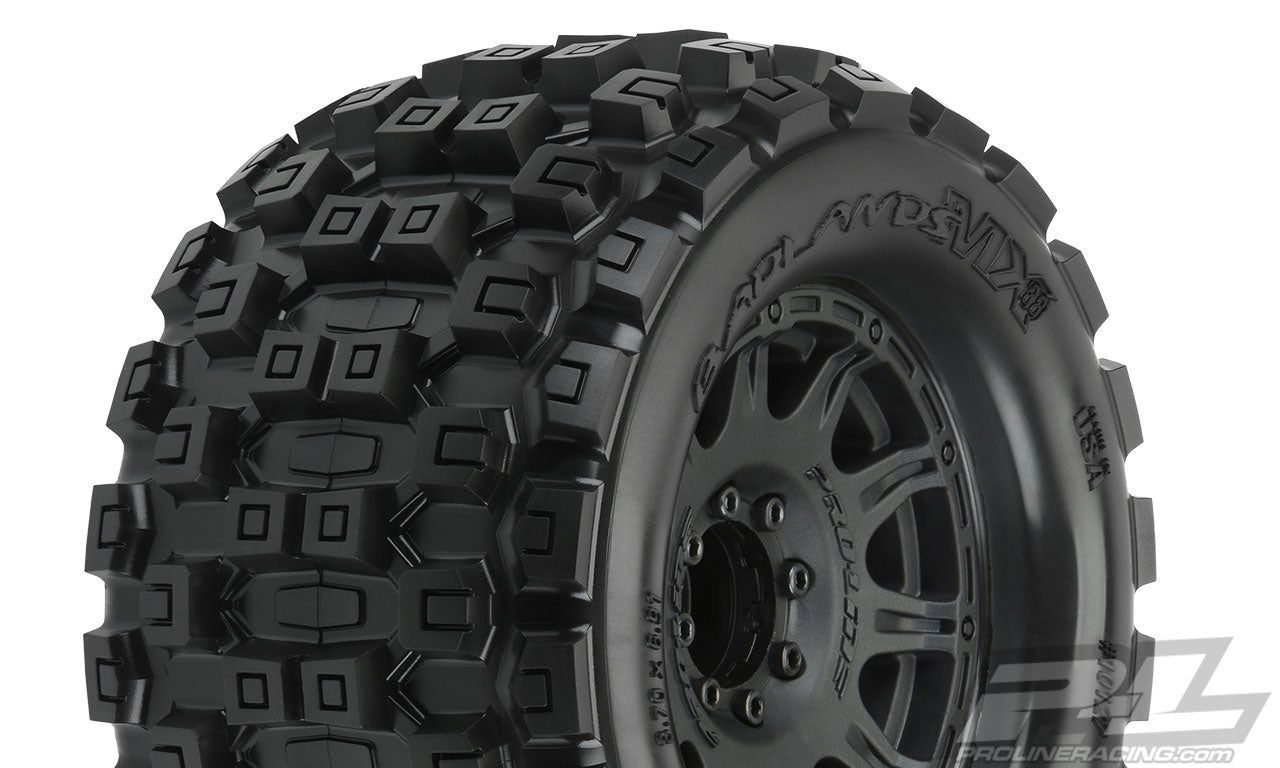PRO1012710 Badlands MX38 3.8" All Terrain Tires Mounted on Raid Black 8x32 Removable Hex Wheels (2) for 17mm MT Front or Rear