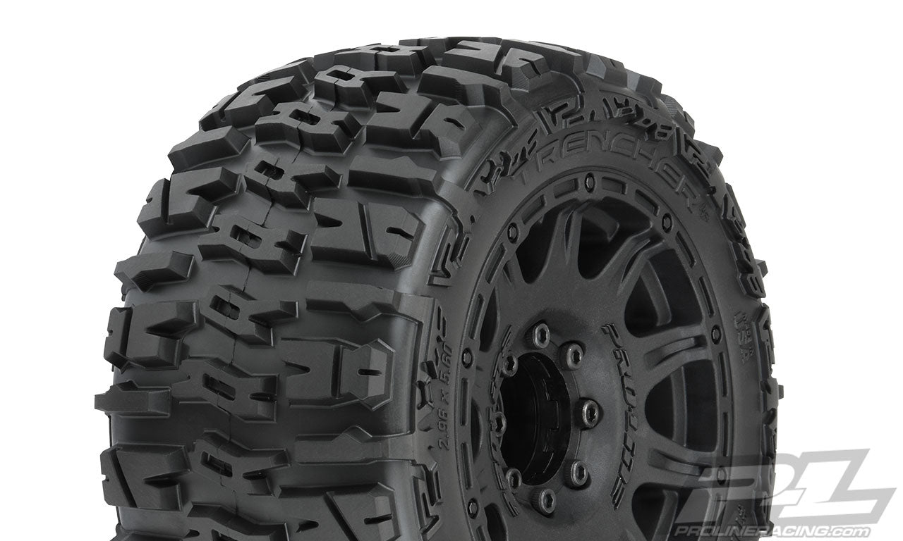 PRO1017510 Trencher LP 3.8" All Terrain Tires Mounted on Raid Black 8x32 Removable Hex Wheels (2) for 17mm MT Front or Rear