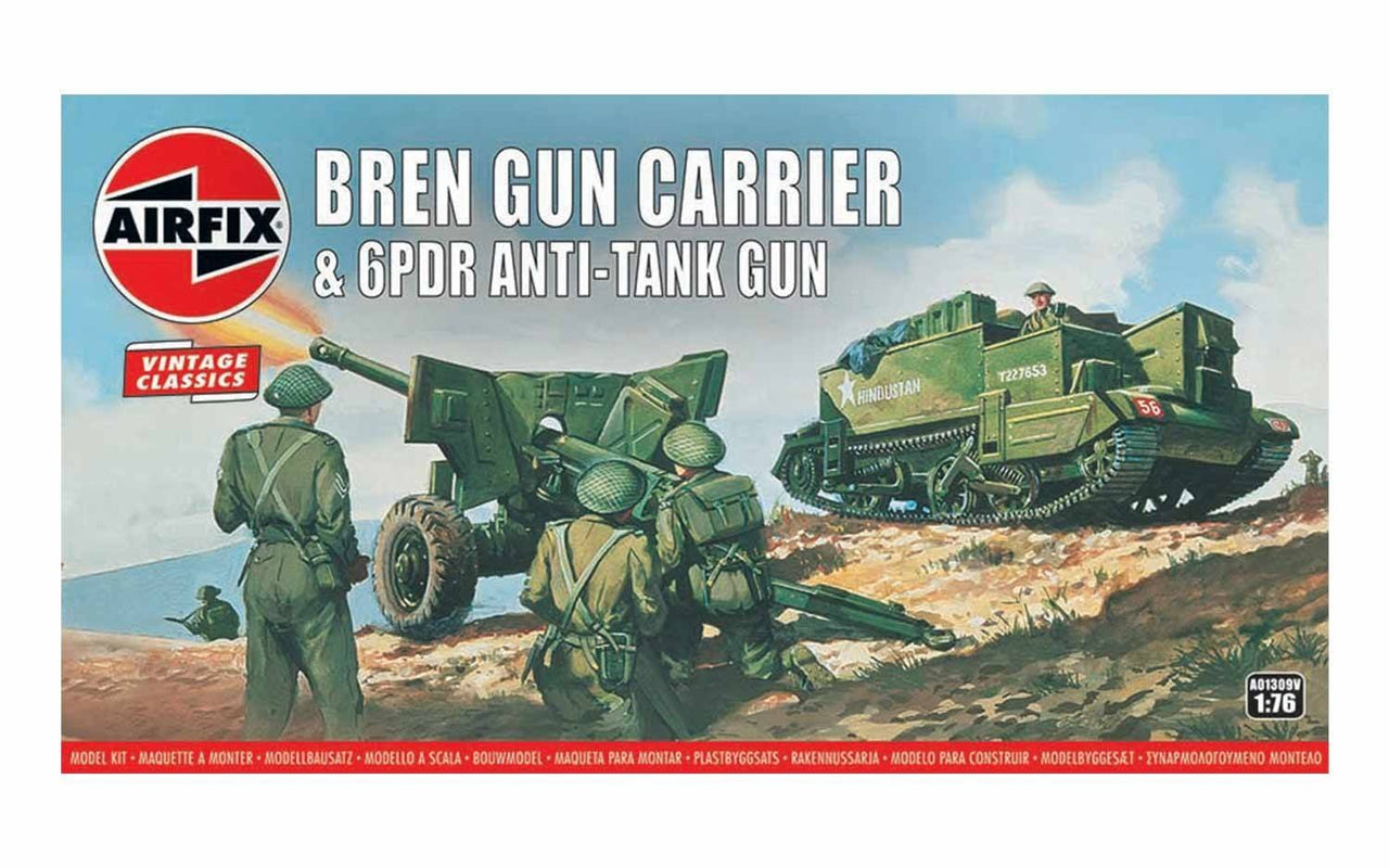 AIR01309V BREN CARRIER BRITANNIQUE AVEC PISTOLET 6PDR (1/76)