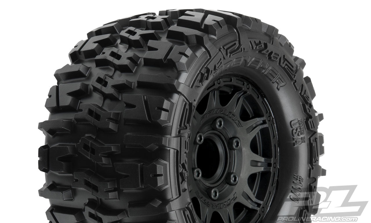 PRO117010 | Trencher 2.8” All Terrain Tires Mounted on Raid Black 6x30 Removable Hex Wheels (2) for Stampede® 2wd & 4wd Front and Rear