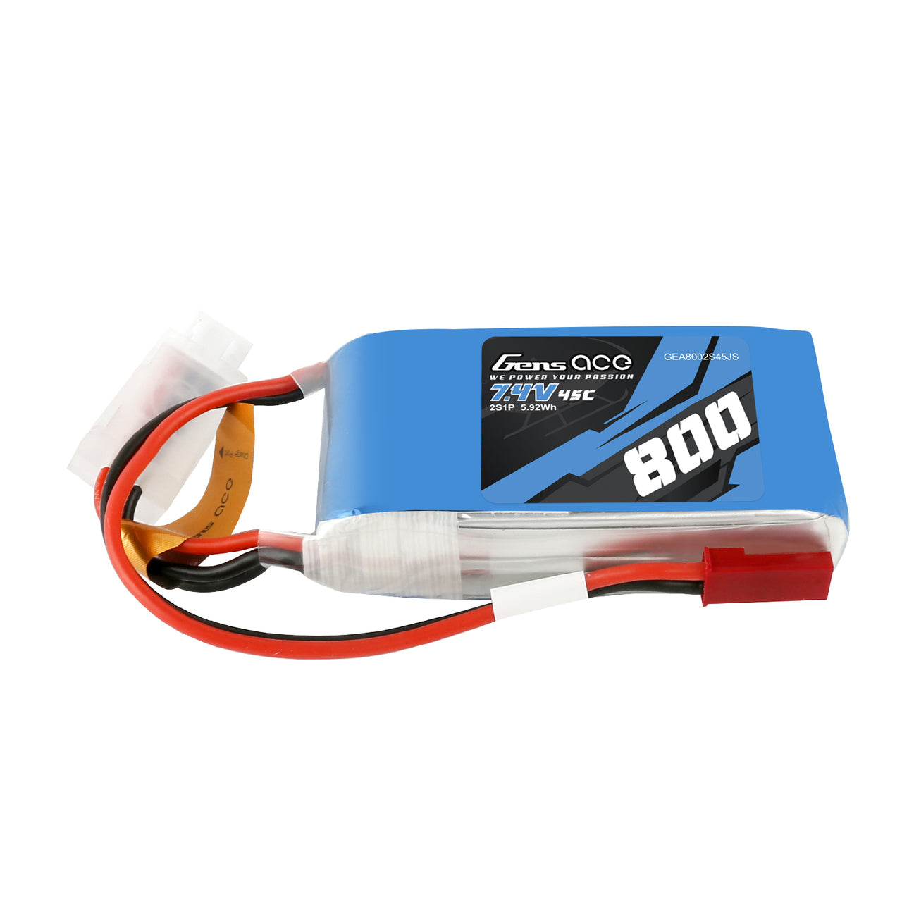 GEA8002S45JS Gens ace 800mAh 2S 7.4V 45C Batería Lipo con enchufe JST-SYP 