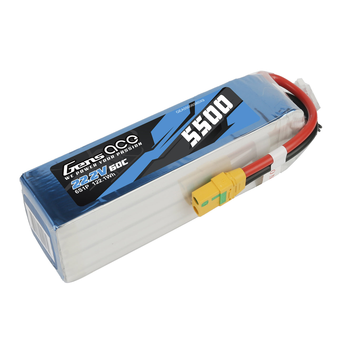 Batterie Lipo Gens Ace 5500mAh 22.2V 60C 6S1P avec prise XT90-S 