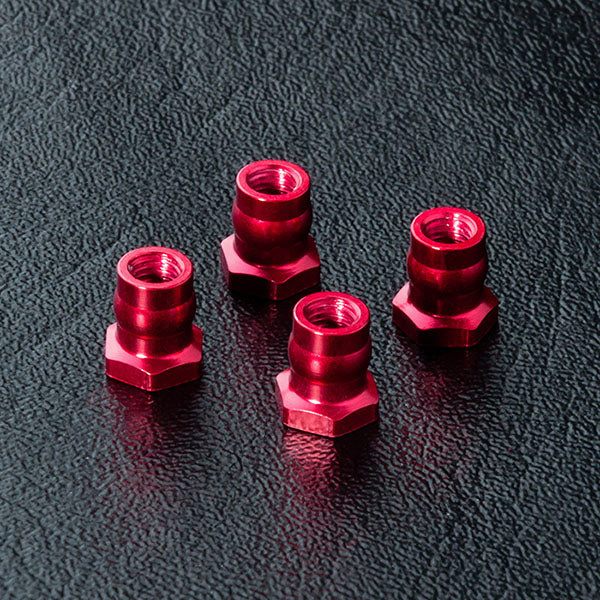 820097R Alum. ball connector nut 4.8 (red) (4)