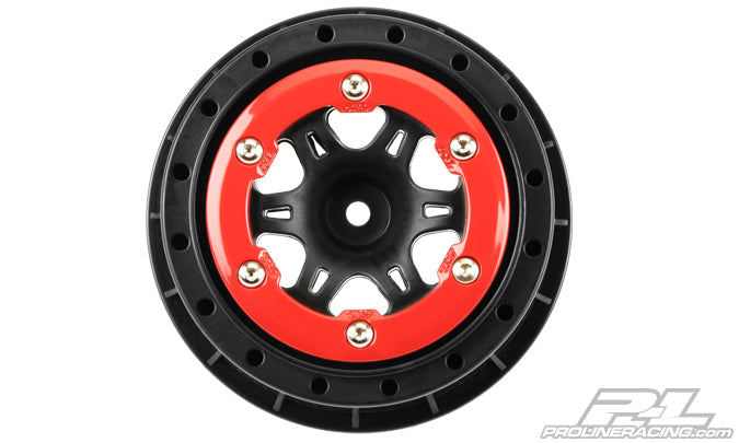 PRO271504 Split Six 2.2"/3.0" Red/Black Bead-Loc Wheels