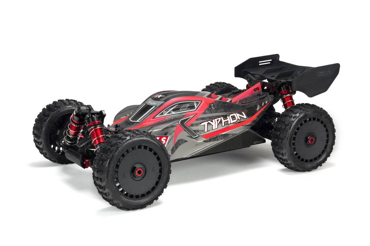 ARA406120 TYPHON 6S BLX PAINTED DECALED TRIMMED BODY (BLACK/RED) -ARA406120