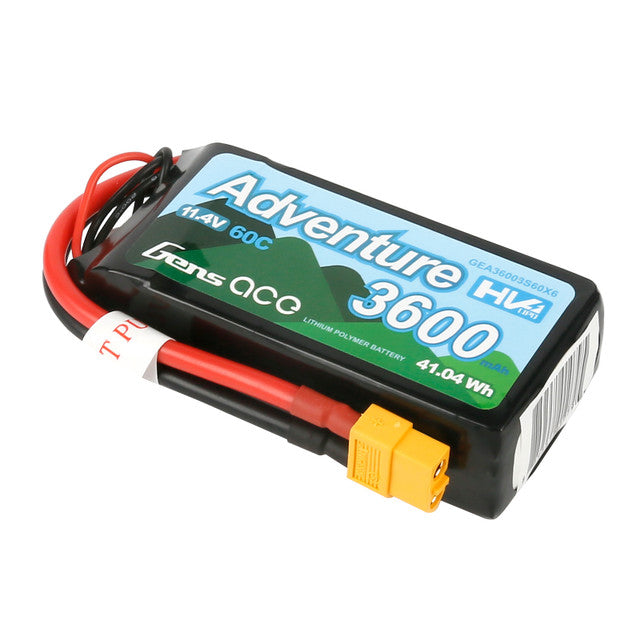 Batería Lipo Gens Ace Adventure de alto voltaje 3600mAh 3S1P 11.4V 60C con enchufe XT60
