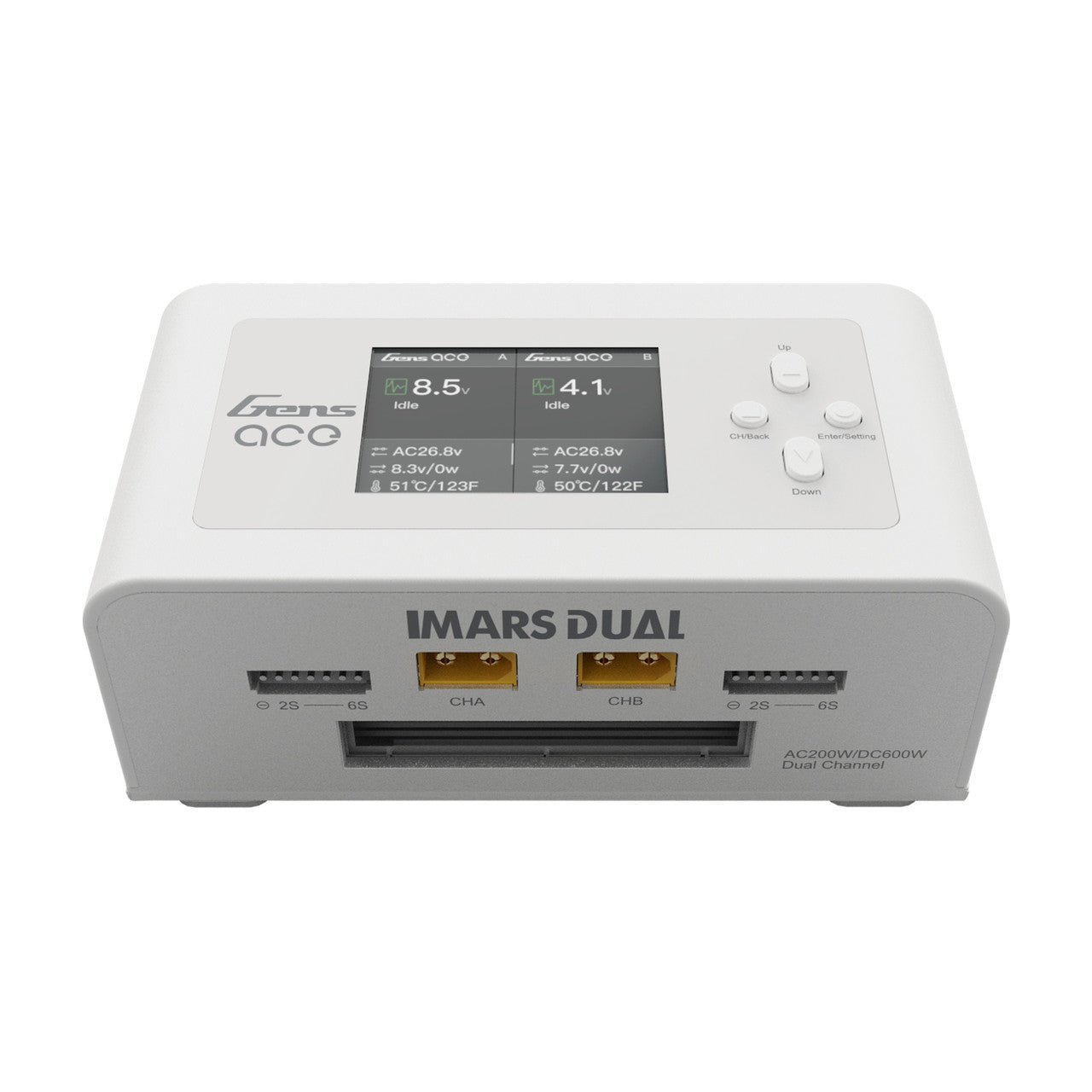 GEA200WDUAL-UW GensAce Imars Dual Channel AC200W/DC300Wx2 Balance Charger White