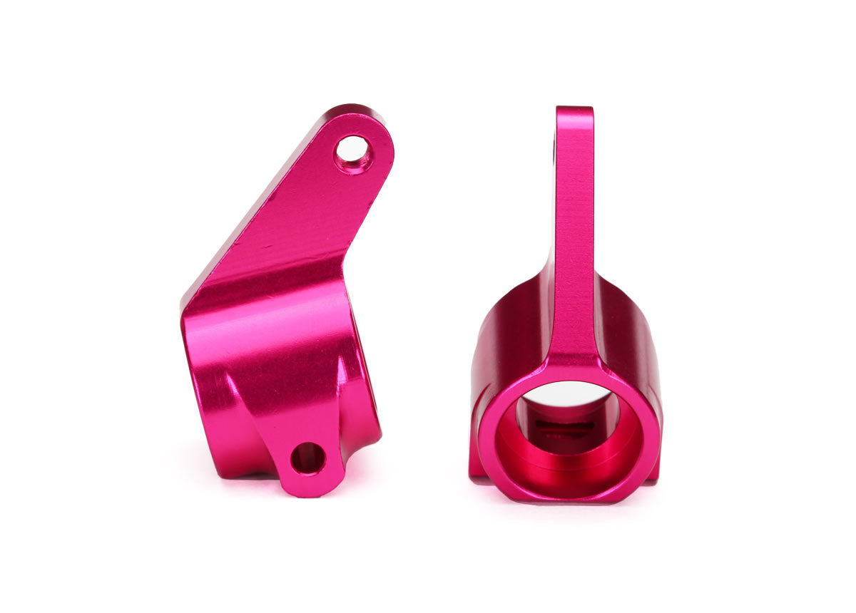 3636P Steering blocks, Rustler®/Stampede®/Bandit® (2), 6061-T6 aluminum (pink-anodized)/ 5x11mm ball bearings (4)