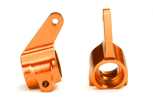 3636T Steering blocks, Rustler®/Stampede®/Bandit® (2), 6061-T6 aluminum (orange-anodized)/ 5x11mm ball bearings (4)