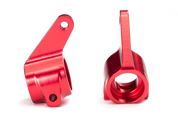 3636X Steering blocks, Rustler®/Stampede®/Bandit® (2), 6061-T6 aluminum (red-anodized)/ 5x11mm ball bearings (4)
