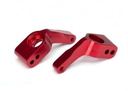 3652X Stub axle carriers, Rustler®/Stampede®/Bandit (2), 6061-T6 aluminum (red-anodized)/ 5x11mm ball bearings (4)