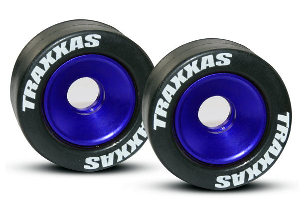 5186A Ruedas, aluminio (anodizado en azul) (2)/rodamientos de bolas de 5x8 mm (4)/ejes (2)/neumáticos de goma (2)